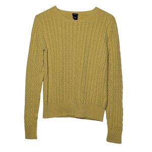 Gap Stretch Women's Cable Knit Crewneck Sweater, Yellow, Size Medium